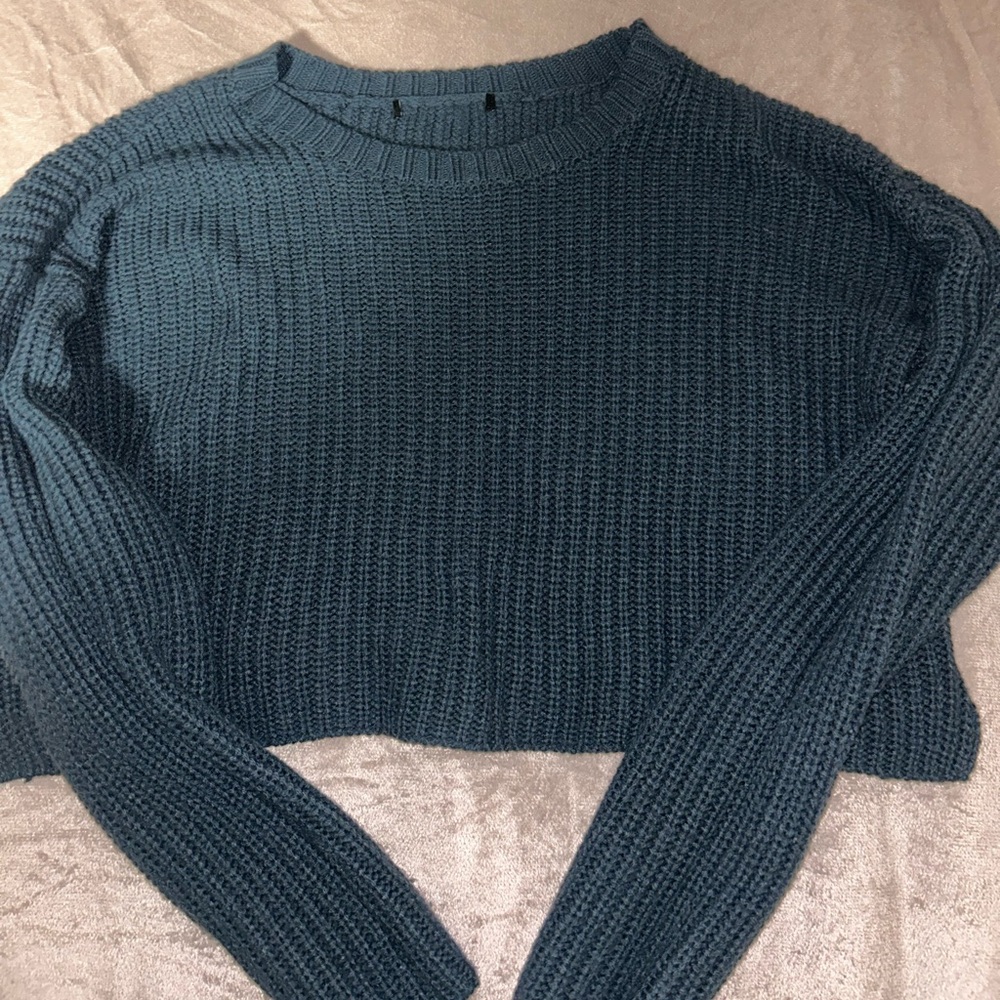 Women's Dark Blue Crop Sweater